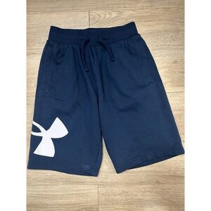 Under Armour Mens Rival Fleece Shorts Navy Blue Logo Athletic Gym SM